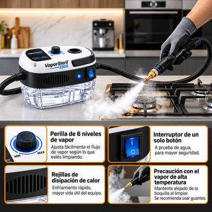 Limpiador a Vapor Portátil 2500W PRO™ | Adiós grasa pegada al instante