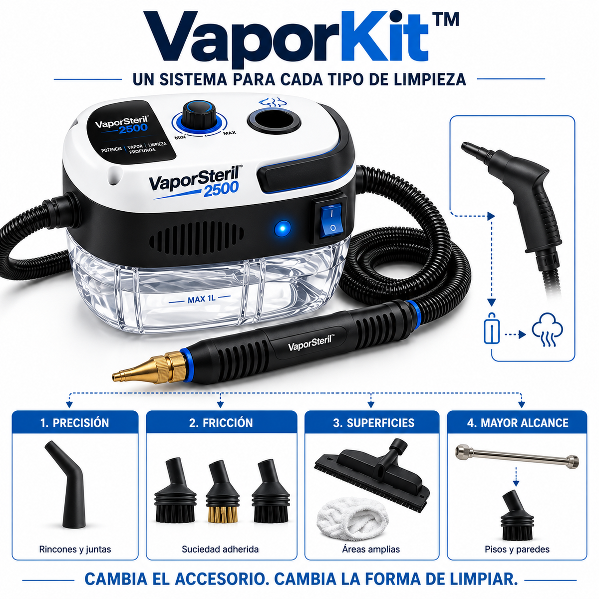 Limpiador a Vapor Portátil 2500W PRO™ | Adiós grasa pegada al instante